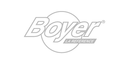 Logo van Boyer, leverancier van RVS-mangatdeksels en tankopeningen voor food-, farmaceutische, chemische en procesindustrieën. Gecertificeerd volgens PED, ATEX-opties, ISO 9001 en EAC. Van Rodesta.