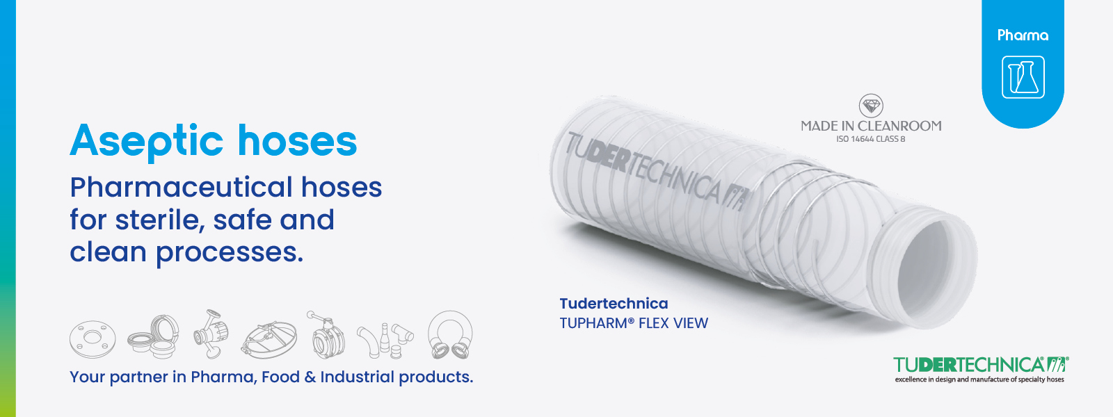 Aseptic hoses from Tudertechnica available at Rodesta