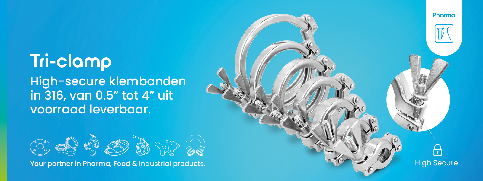 Tri-Clamp high secure klembanden leverbaar bij Rodesta