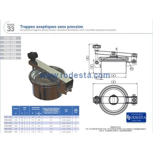 Mangat deksel drukloos – serie 33 / (ROD33-150) - (ROD33-230) - (ROD33-330) - (ROD33-430) - (ROD33-530) - (ROD33-630)