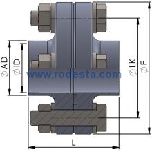 Flange connection with NUT